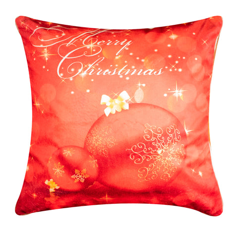 Vendola Premium Velvet Christmas Cushion Covers | Set of 2 | Santa & Ornaments Print | Soft Velvet Fabric | Zipper Closure | Decorative Sofa Pillow Covers for Home Decor, Living Room & Gifting