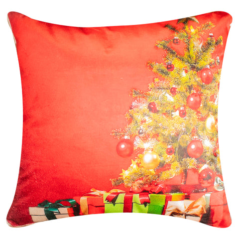 Vendola Premium Velvet Christmas Cushion Covers | Set of 2 | Santa & Ornaments Print | Soft Velvet Fabric | Zipper Closure | Decorative Sofa Pillow Covers for Home Decor, Living Room & Gifting