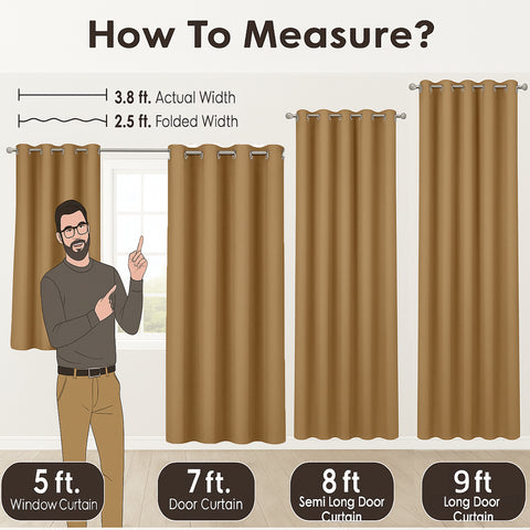 Premium Blackout Eyelet Curtains for Windows & Doors – 5 TO 9 Feet – Beige – Grommet Top, Matching Tie Back, Noise Reducing, Thermal Insulated – (Set of 1 & 2 Panels)