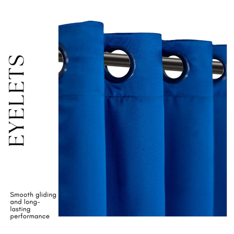 Premium Blackout Eyelet Curtains for Windows & Doors – 5 TO 9 Feet – Royal Blue – Grommet Top, Matching Tie Back, Noise Reducing, Thermal Insulated – (Set of 1 & 2 Panels)