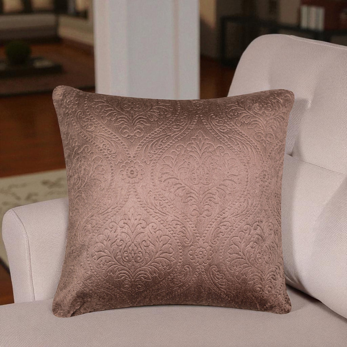 VENDOLA Premium Embossed Velvet Cushion Covers – Soft Decorative Throw Pillow Covers for Sofa, Bed & Living Room (Brown)