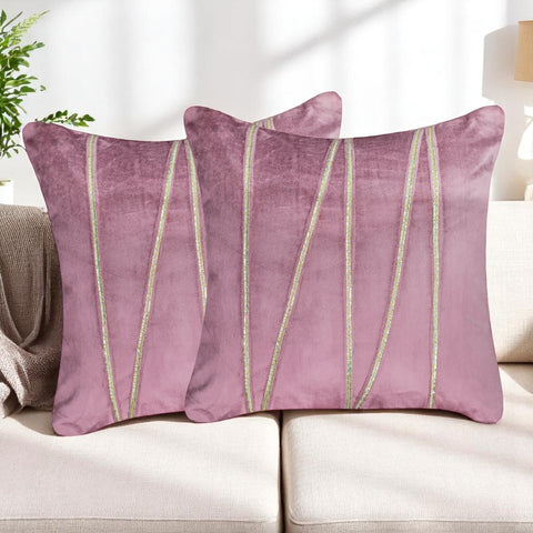 Vendola Premium Velvet Cushion Covers with Elegant Golden Lace Detailing