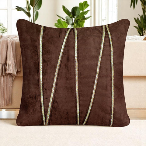 Vendola Premium Velvet Cushion Covers with Elegant Golden Lace Detailing