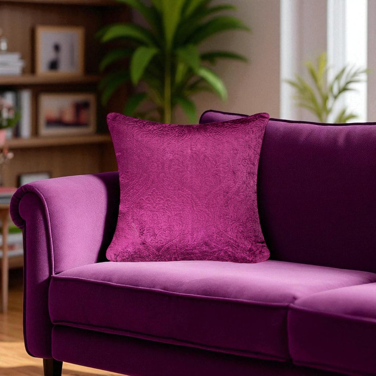 VENDOLA Premium Embossed Velvet Cushion Covers– Soft Decorative Throw Pillow Covers for Sofa, Bed & Living Room (wine)