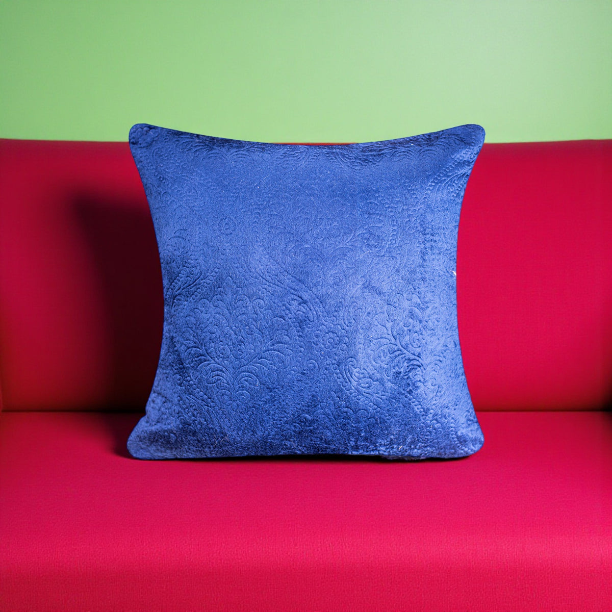 VENDOLA Premium Embossed Velvet Cushion Covers – Soft Decorative Throw Pillow Covers for Sofa, Bed & Living Room (Blue)