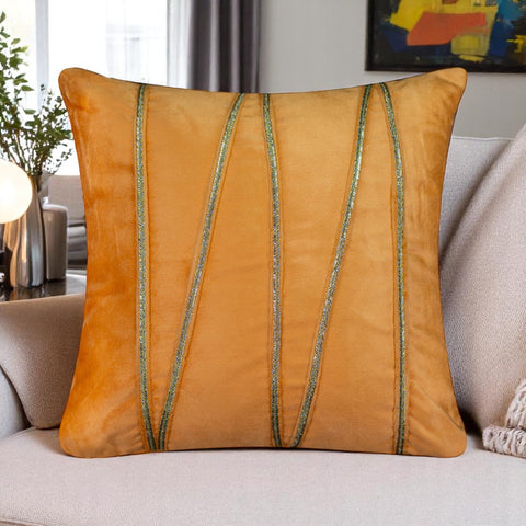 Vendola Premium Velvet Cushion Covers with Elegant Golden Lace Detailing
