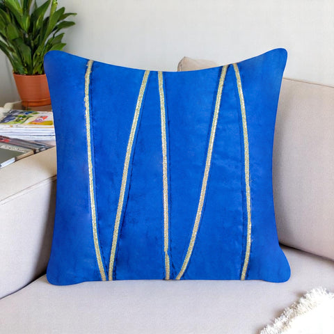 Vendola Premium Velvet Cushion Covers with Elegant Golden Lace Detailing