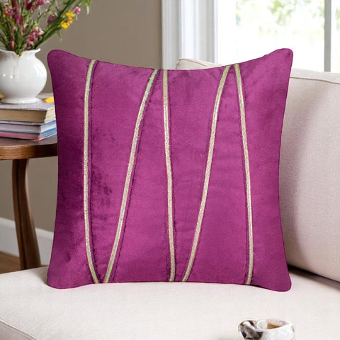 Vendola Premium Velvet Cushion Covers with Elegant Golden Lace Detailing