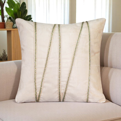 Vendola Premium Velvet Cushion Covers with Elegant Golden Lace Detailing