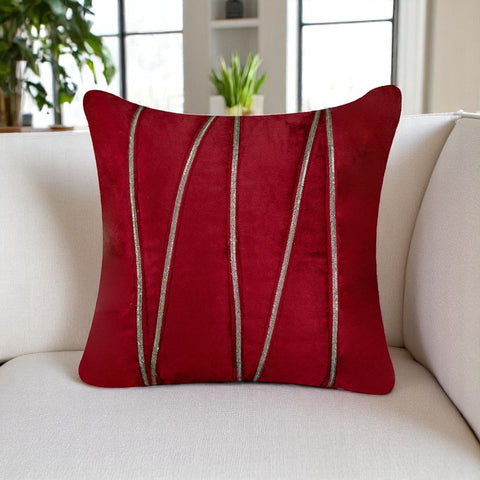 Vendola Premium Velvet Cushion Covers with Elegant Golden Lace Detailing