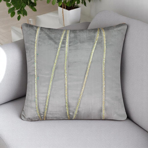 Vendola Premium Velvet Cushion Covers with Elegant Golden Lace Detailing