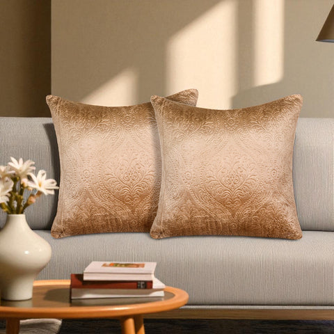 VENDOLA Premium Embossed Velvet Cushion Covers – Soft Decorative Throw Pillow Covers for Sofa, Bed & Living Room (Beige)