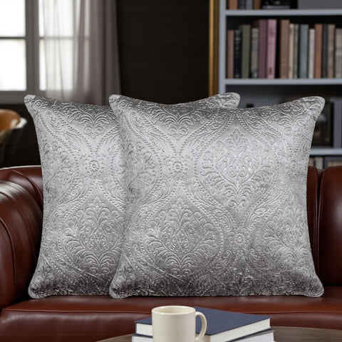 VENDOLA Premium Embossed Velvet Cushion Covers– Soft Decorative Throw Pillow Covers for Sofa, Bed & Living Room (grey)
