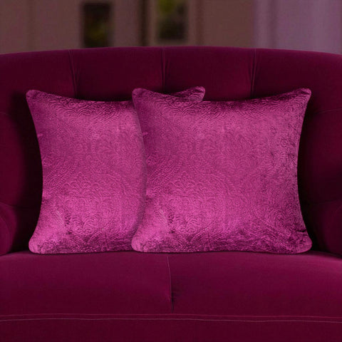 VENDOLA Premium Embossed Velvet Cushion Covers– Soft Decorative Throw Pillow Covers for Sofa, Bed & Living Room (wine)