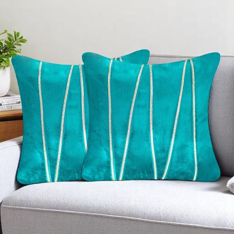 Vendola Premium Velvet Cushion Covers with Elegant Golden Lace Detailing