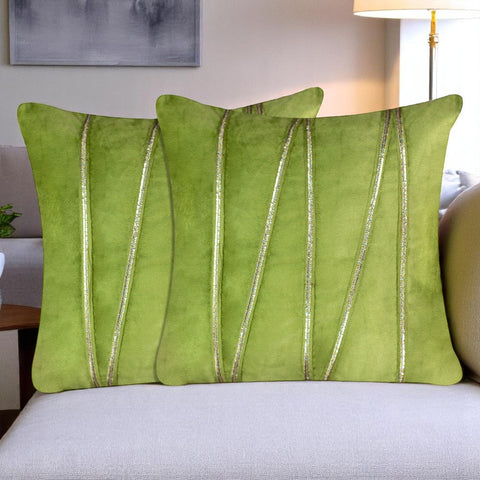 Vendola Premium Velvet Cushion Covers with Elegant Golden Lace Detailing