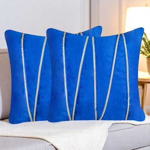 Vendola Premium Velvet Cushion Covers with Elegant Golden Lace Detailing