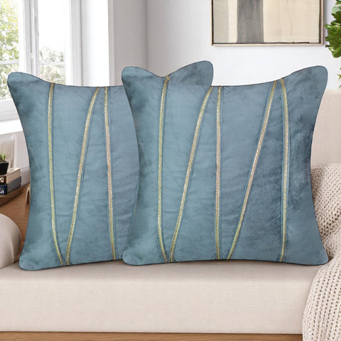 Vendola Premium Velvet Cushion Covers with Elegant Golden Lace Detailing