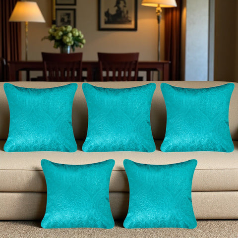 VENDOLA Premium Embossed Velvet Cushion Covers – Soft Decorative Throw Pillow Covers for Sofa, Bed & Living Room (Cyan)