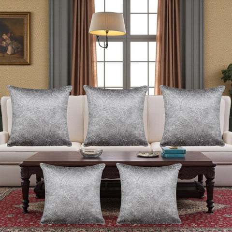 VENDOLA Premium Embossed Velvet Cushion Covers– Soft Decorative Throw Pillow Covers for Sofa, Bed & Living Room (grey)