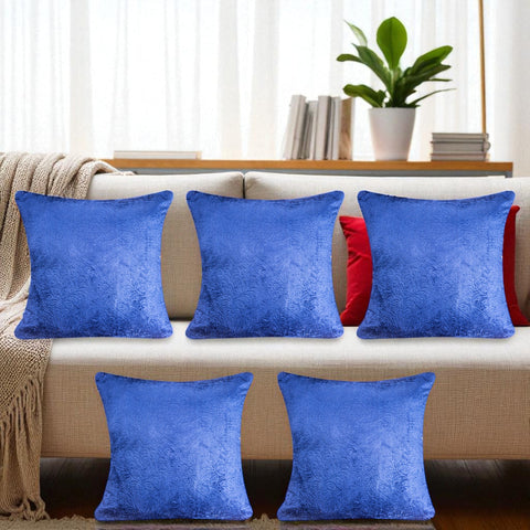 VENDOLA Premium Embossed Velvet Cushion Covers – Soft Decorative Throw Pillow Covers for Sofa, Bed & Living Room (Blue)