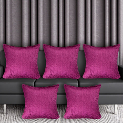 VENDOLA Premium Embossed Velvet Cushion Covers– Soft Decorative Throw Pillow Covers for Sofa, Bed & Living Room (wine)