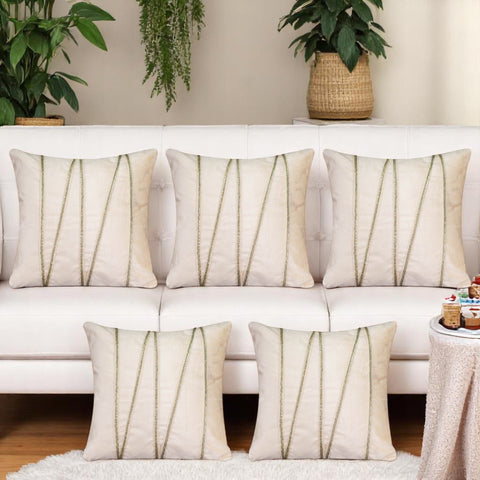 Vendola Premium Velvet Cushion Covers with Elegant Golden Lace Detailing