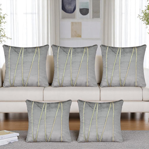 Vendola Premium Velvet Cushion Covers with Elegant Golden Lace Detailing