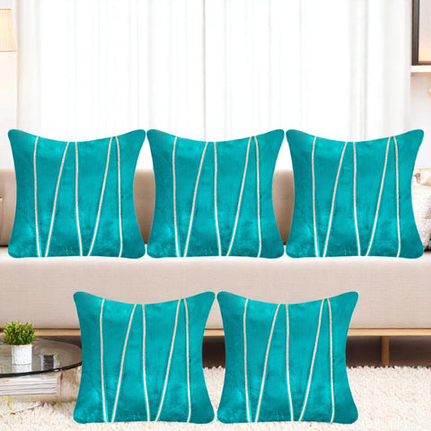 Vendola Premium Velvet Cushion Covers with Elegant Golden Lace Detailing