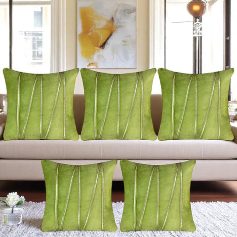 Vendola Premium Velvet Cushion Covers with Elegant Golden Lace Detailing