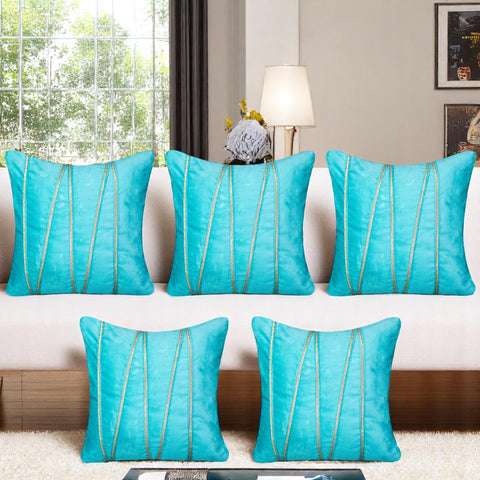 Vendola Premium Velvet Cushion Covers with Elegant Golden Lace Detailing